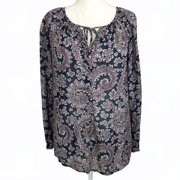 Lucky Brand Blue Paisley Blouse Size Small - Picture 2 of 7